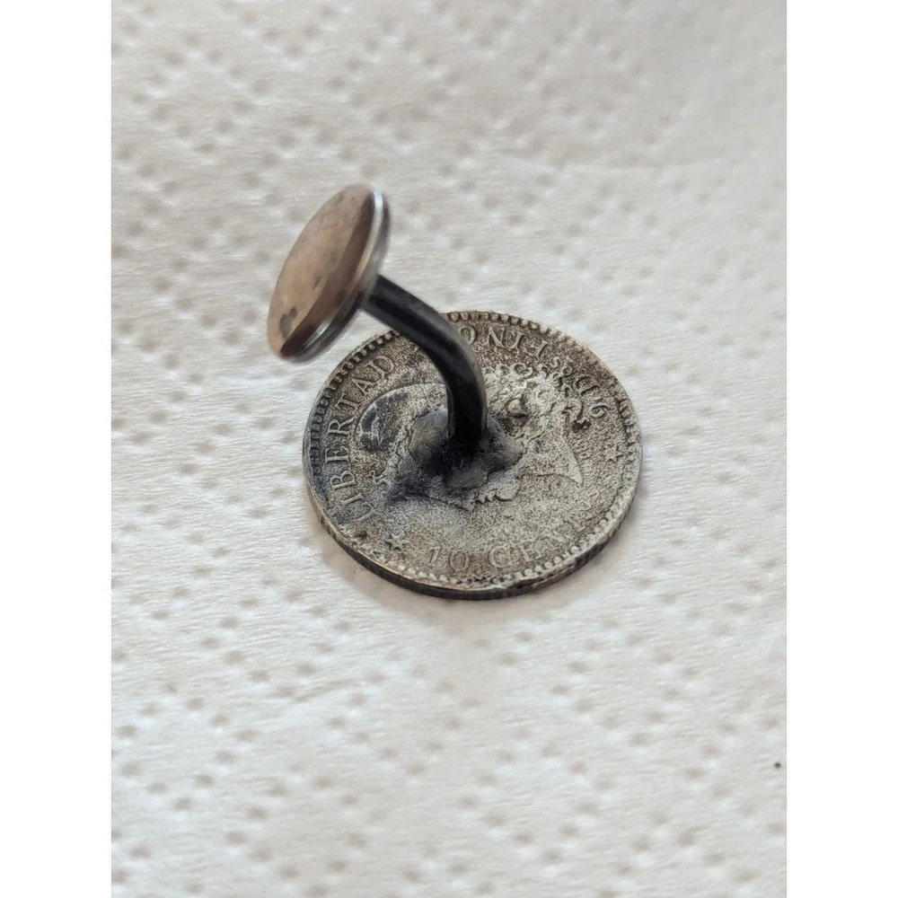 Pair Silver 1883 10 Centavos Cluff‎ Links - .900 Silver Coins